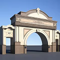 European-style gate, gate, school gate, sentry box 3d model