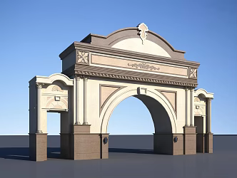 European-style gate, gate, school gate, sentry box 3d model