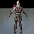 Game And Movie Character With White Hair Red Markings Black Outfit And Red Spikes