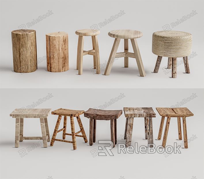 Modern Stool Wooden Stool Low Stool model