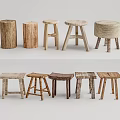 Various Rustic Wooden Stool Designs With Natural Materials And Unique Structures