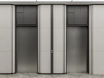 Modern Elevator With Sleek Silver Metal Doors Gray Stone Walls And Minimalist Interior Design 3d model