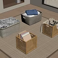 Woven Storage Baskets with Cloth Towel Book Storage for Home Organization on Living Room Floor