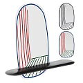 Modern Decorative Mirror With Red And Blue Lines In Various Stylish Shapes