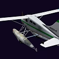 White and Green Passenger Plane with Float Structure and Wing Design 3d model
