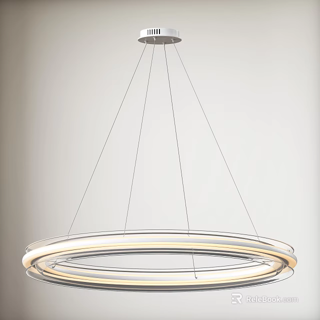 Modern Circular Pendant Light With Double Illuminated Rings For Contemporary Interior Lighting 3d model