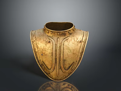 Medieval Knight Wearing Golden Metal Gorget With Rivets And Vintage Design 3d model