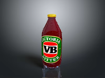 Victoria VB Butter Red Bottle With Green White Label And Yellow Cap 3d model