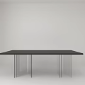 Black Office Desk With Transparent Legs In Minimalist White Room Interior