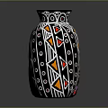 Colorful Flowers in Decorative Vases with Colorful Dots and Geometric Patterns