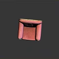 Vintage Style Pink Armchair With Wooden Armrests And Curved Backrest Detail