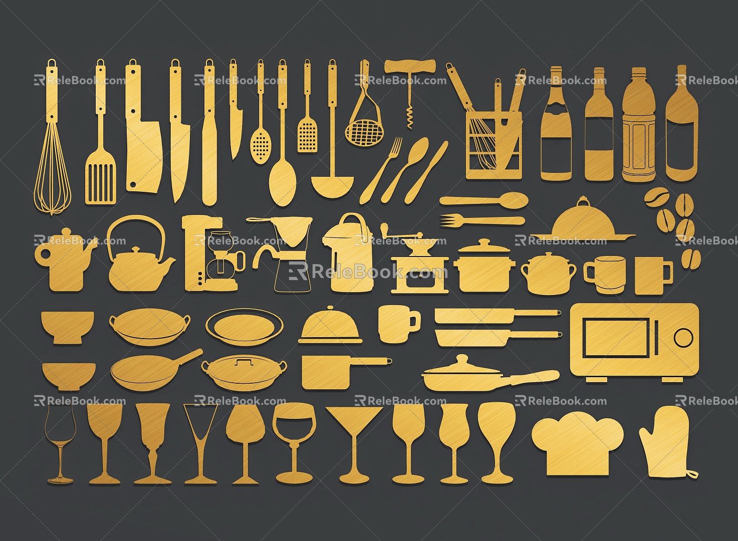 Kitchen Elements Kitchenware Silhouette 3d model