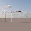 Industrial Equipment Mobile Crane Truck With Utility Poles Power Lines And Workers On Site