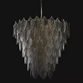 Elegant Modern Layered Leaf Shaped Metallic Chandelier Featuring Shiny Illumination Effect 3d model
