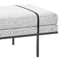 Minimalist Gray Fabric Sofa Bench With Padded Seat And Black Metal Legs