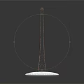 Detailed Electric Power Transmission Tower Model With Metallic Frame On White Circular Base