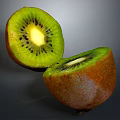Fresh Ripe Kiwi Fruit Sliced In Half Showing Green Flesh Black Seeds And Yellow Center