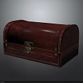 Red Wooden Storage Box With Curved Top Metal Lock And Rivet Details For Home Use