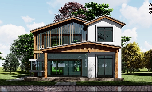 New Chinese style single-family villa 3d model