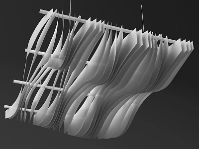 Modern Ceiling Design With Wavy Layered Structure And Sleek White Finish 3d model