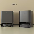 Poliform Modern Black Audio Speakers Placed On Beige Tabletop Against Wall