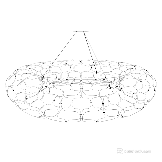Modern Circular Chandelier With Intricate Geometric Netted Pattern For Contemporary Interior Design 3d model 