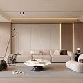 Modern Cream Simple Living Room Balcony Cabinet Sofa Combination Coffee Table Sofa Background Wall 3d model