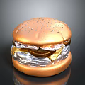 Delicious Golden Hamburger With Sesame Seed Bun Juicy Patty And Melted Cheese