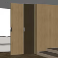 Light Wood Sliding Door With Black Handles In Modern Room Interior Design