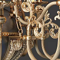 Elegant Ornate Golden Chandelier With Intricate Design Multiple Arms And Candle Shaped Bulbs