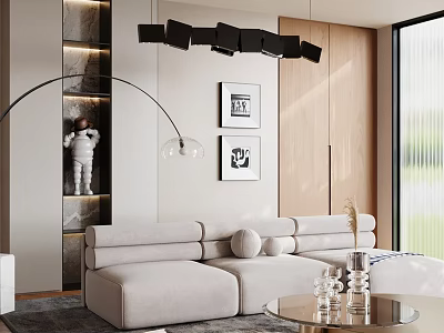 Modern Living Room Ornament Set With Astronaut Figurine Wall Art And Glass Coffee Table Decor 3d model