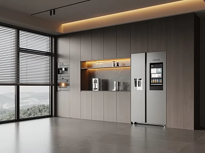 Modern Wine Cabinet With Glass Display Doors And LED Lighting In Living Room Design 3d model