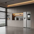 Modern Wine Cabinet With Glass Display Doors And LED Lighting In Living Room Design