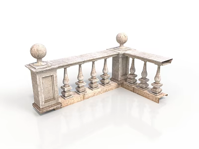 Elegant Classical Stone Balustrade With Ornate Columns And Spherical Finials 3d model