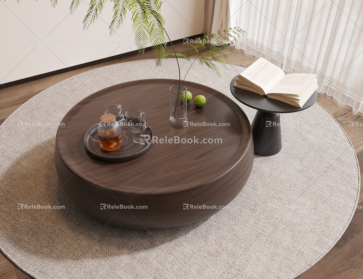 Coffee table ornaments books 3d model