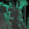Abandoned Industrial Alley With Brick Walls Exposed Pipes And Climbing Vines