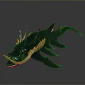Fierce Black Mythical Creature With Antler Like Spikes Red Dots Open Mouth And Sharp Fangs