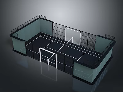 Small Indoor Football Field Toy Model With White Goal And Black Fence 3d model