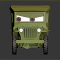 Green Cartoon Toy Jeep With Big Eyes Canvas Top And Large Wheels