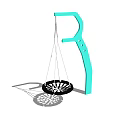 Outdoor Playground Swing Equipment With Blue Frame And Black Circular Seat