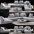 Modern Sofa Coffee Table Combination Modern Living Room Sofa Multi-person Sofa Coffee Table Carpet Pillow Pillow Blanket Table Lamp Simple 3d model