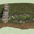 Natural Road Facilities Stone Paved Path With Grass Rocks And White Flowers