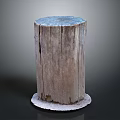 Natural Wooden Tree Stump Pedestal With Smooth White Stone Base Decoration