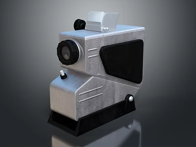 Silver Black Projection Monitoring Device With Lens And Stable Base For Security Surveillance 3d model