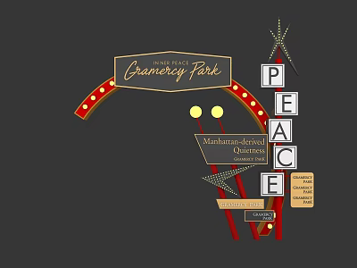 Cannery Park Signage Featuring PEACE Letters And Maharashtra Based Outlets With Neon Lights 3d model