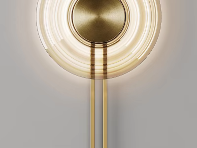 Modern Gold Metal Wall Sconce With Circular Glass Design And Warm Lighting 3d model