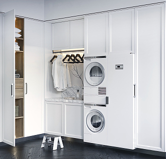 Modern Wardrobe Washing Machine Wardrobe Combination 3d model