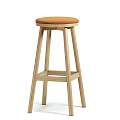 Wooden Bar Stool With Orange Padded Seat Simple Modern Design For Home Bar