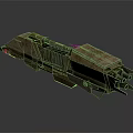 Futuristic Metallic Spaceship Design With Modular Structure Thrusters And Industrial Components For Aerospace Exploration