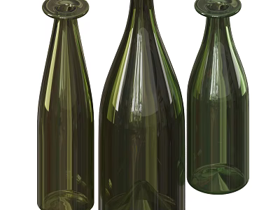 Three Green Ceramic Bottles With Glossy Finish And Elegant Design Styles 3d model